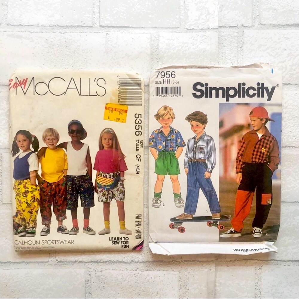 90s Vintage Kids Pattern Bundle • McCall’s 5356 & Simplicity 7956 DIY Upcycling